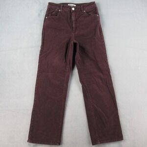 Rollas Womens‎ High Rise Straight Leg Corduroy Pants Plum Burgundy Size 27